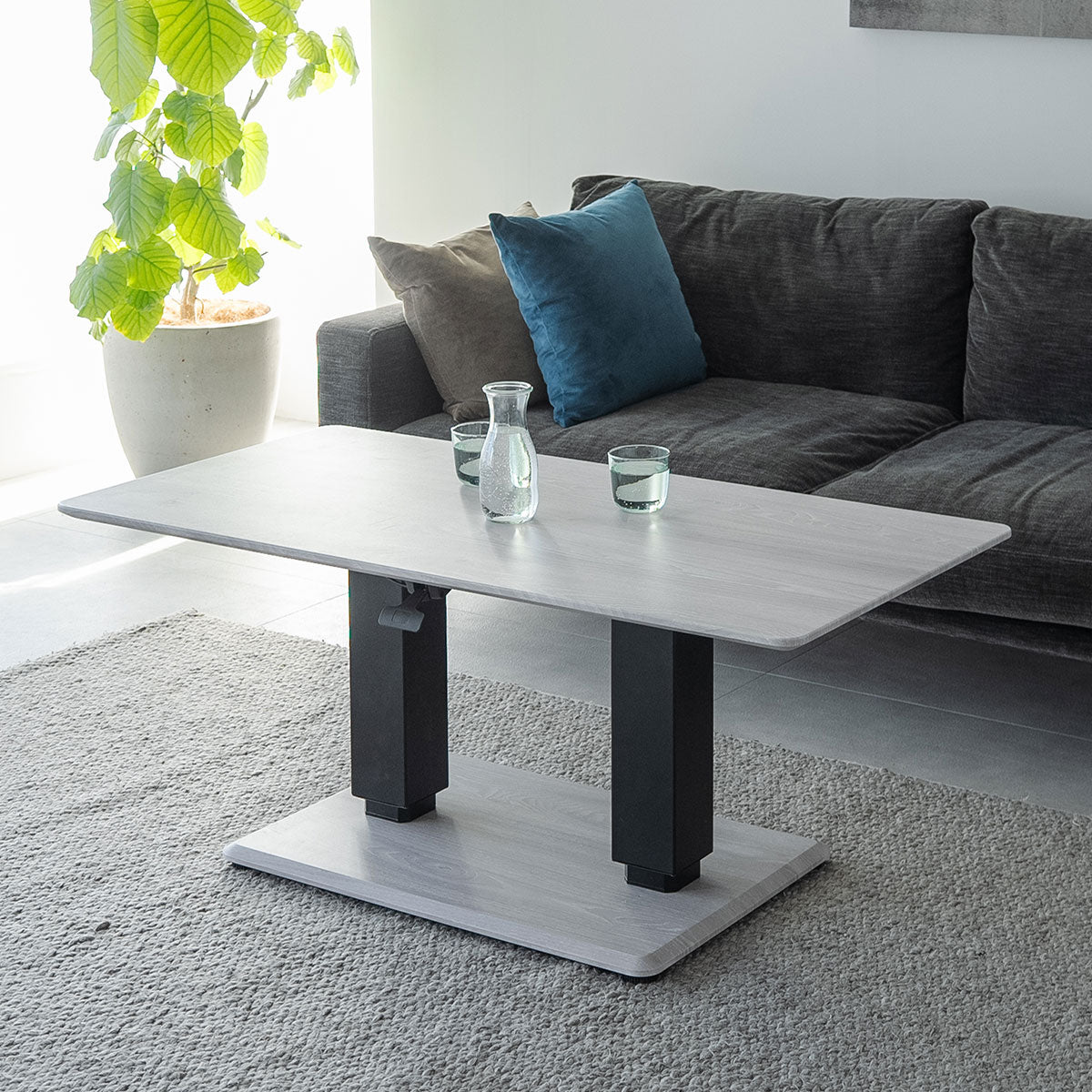 リフティングテーブル センターテーブル 幅120cm ガス圧昇降式 高さ調節可能 昇降式テーブル ダイニングテーブル 昇降式デスク 大理石調 木目調 二本脚 テーブル デスク 食事 仕事 リビング ダイニング