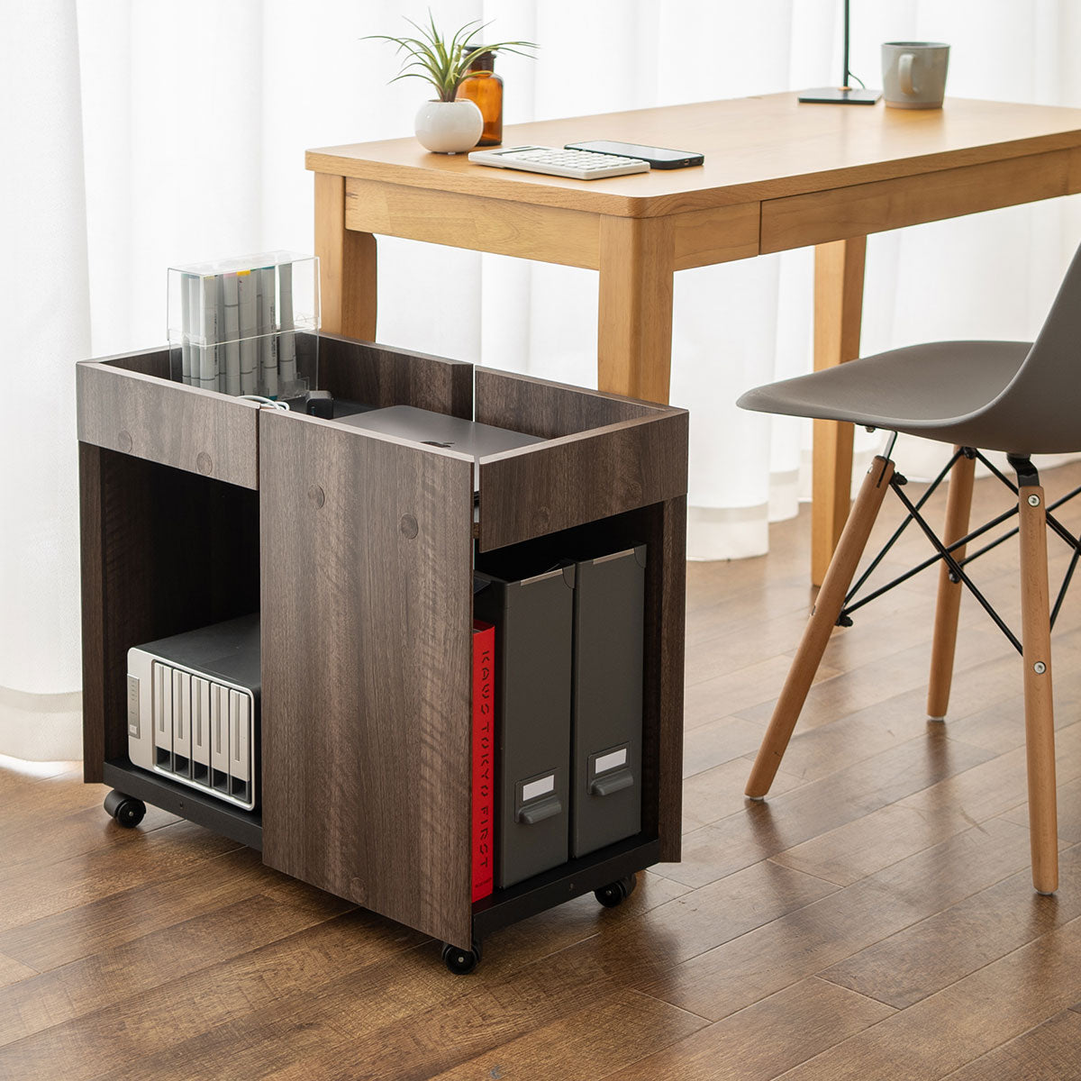 サイドワゴン 幅59cm キャスター付き デスクワゴン 収納ワゴン サイドラック キッチンラック チェスト ミニテーブル 収納棚 デスクサイド ソファサイド ベッドサイド デスク下収納 リビング収納 収納家具