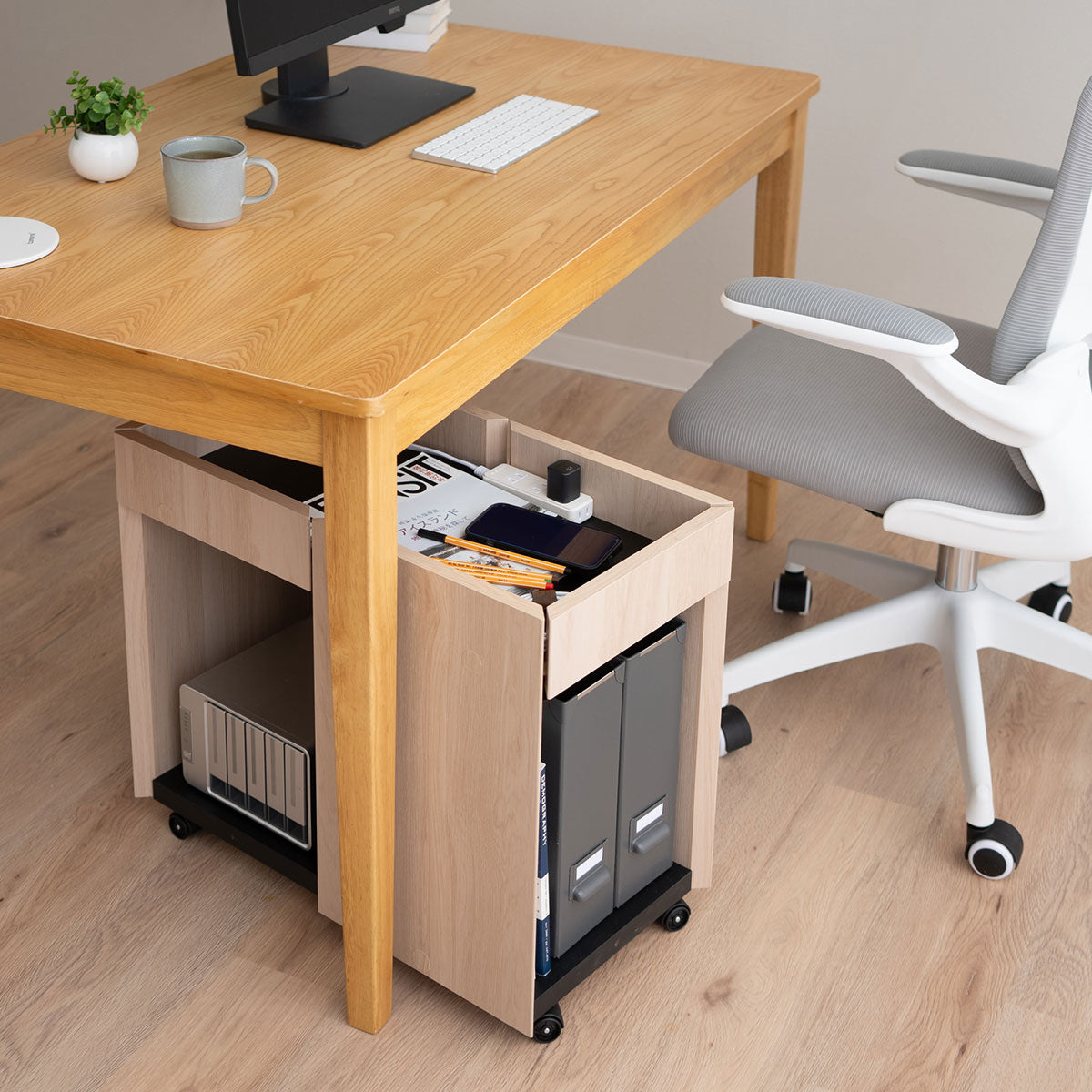 サイドワゴン 幅59cm キャスター付き デスクワゴン 収納ワゴン サイドラック キッチンラック チェスト ミニテーブル 収納棚 デスクサイド ソファサイド ベッドサイド デスク下収納 リビング収納 収納家具
