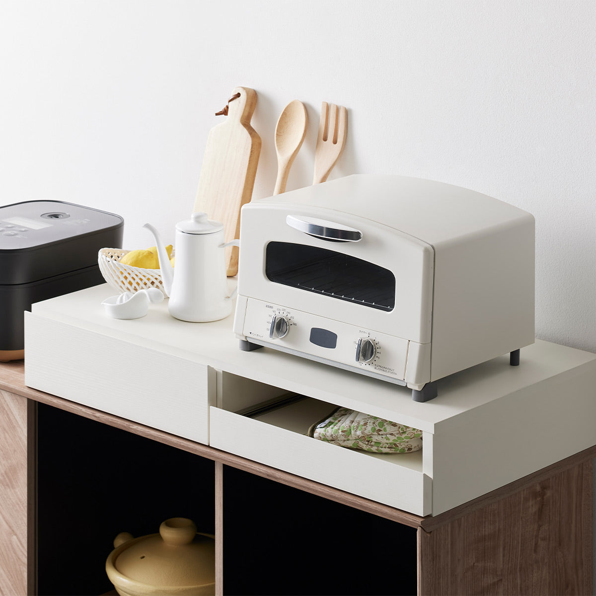 レンジ下スライドトレー 幅79cm ワイドタイプ 完成品 大型レンジ対応 レンジ台 レンジ下スライドテーブル 作業スペース 収納棚 レンジ下収納 キッチン収納 隙間収納 収納家具