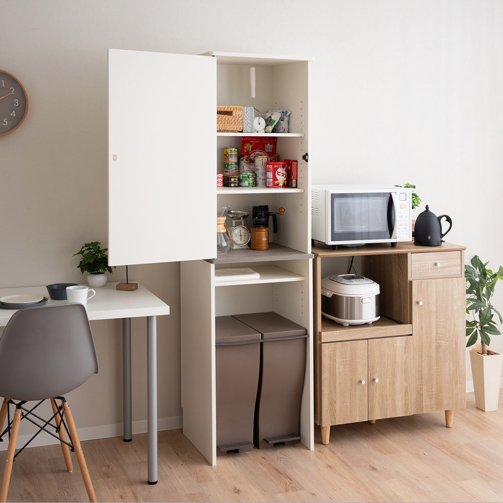 キッチンキャビネット 幅50cm スリム 扉付き 食器棚 収納棚 収納ラック ゴミ箱上ラック キッチンラック キャビネット ラック ゴミ箱上収納 キッチン収納 隙間収納 ランドリー収納 収納家具