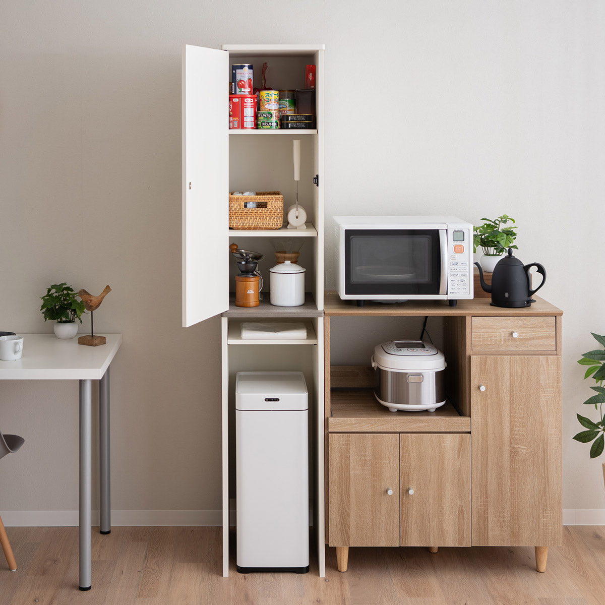 キッチンキャビネット 幅35cm スリム 扉付き 食器棚 収納棚 収納ラック ゴミ箱上ラック キッチンラック キャビネット ラック ゴミ箱上収納 キッチン収納 隙間収納 ランドリー収納 収納家具