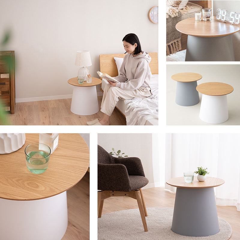ラウンド サイドテーブル 直径49cm 円形 木製 ナイトテーブル エンドテーブル センターテーブル ローテーブル ミニテーブル 丸型 天然木 ベッドサイド ソファサイド デスクサイド 廊下 玄関