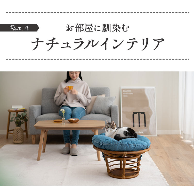 キャットベッド 猫 デニム風 クッション付き 空洞スペース付き ラタン 籐 天然素材 軽量 猫用ベッド ペットベッド 猫用 ペット用 隠れ家 寝床 あごのせ お昼寝 ペット用品