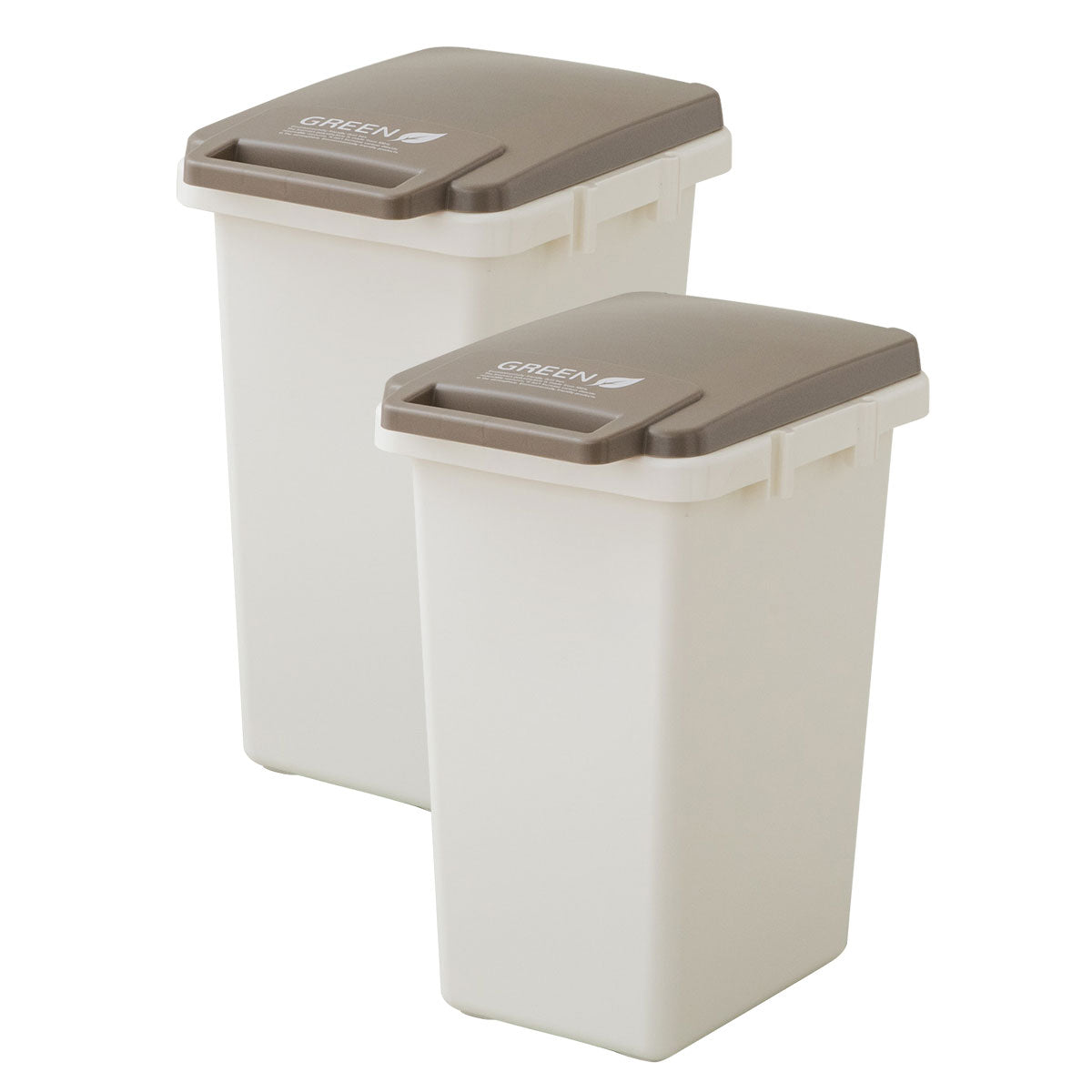 ハンドオープン式 ダストボックス 45L 同色2個セット 日本製 角型 分別シール付き ふた付き