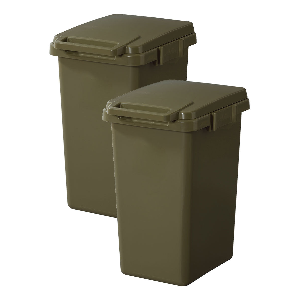 ハンドオープン式 ダストボックス 45L 同色2個セット 日本製 角型 分別シール付き ふた付き