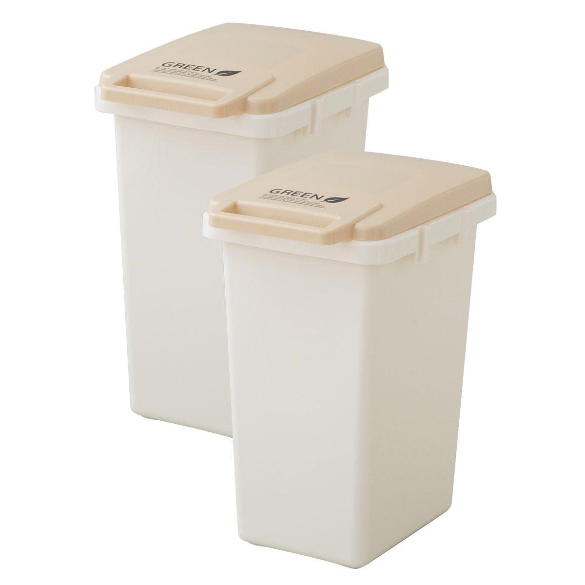 ハンドオープン式 ダストボックス 45L 同色2個セット 日本製 角型 分別シール付き ふた付き