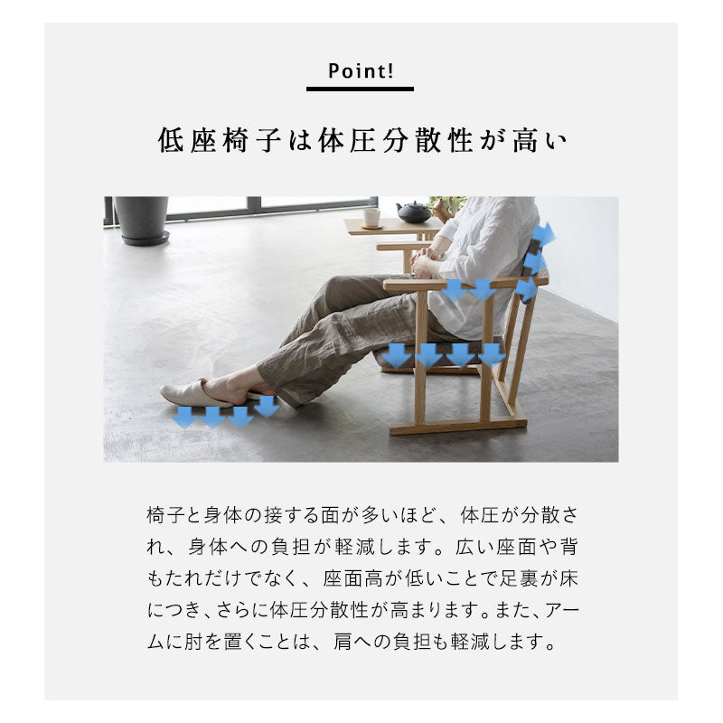 低座椅子 座椅子 完成品 和室にも洋室にも合う 立ち上がりやすい 肘付き ローバック 軽量 コンパクト パーソナルチェア 一人用 一人掛け チェア 椅子