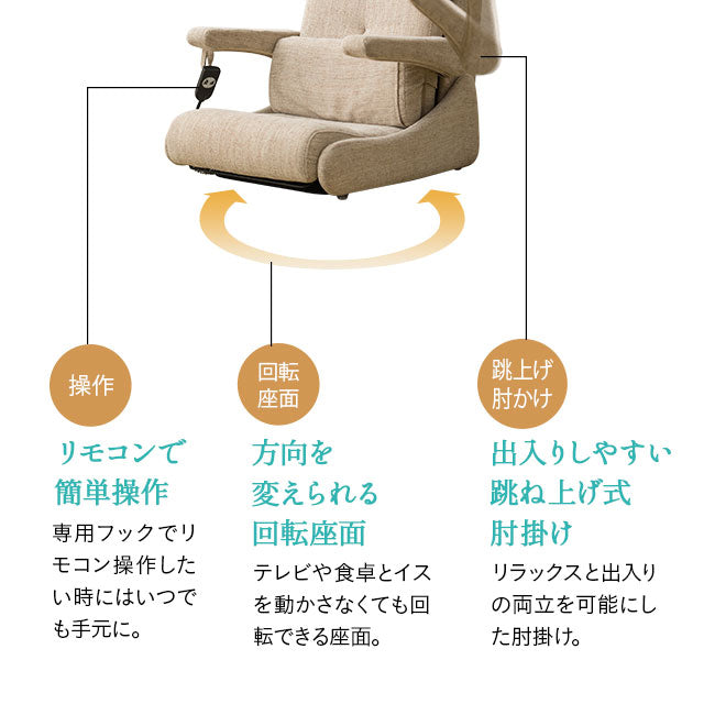電動立ち上がりサポート座椅子 「凛」 電動 起立補助機能付き 回転機能 高座椅子 開梱設置サービス付き 5年保証 立川ショールーム体験可