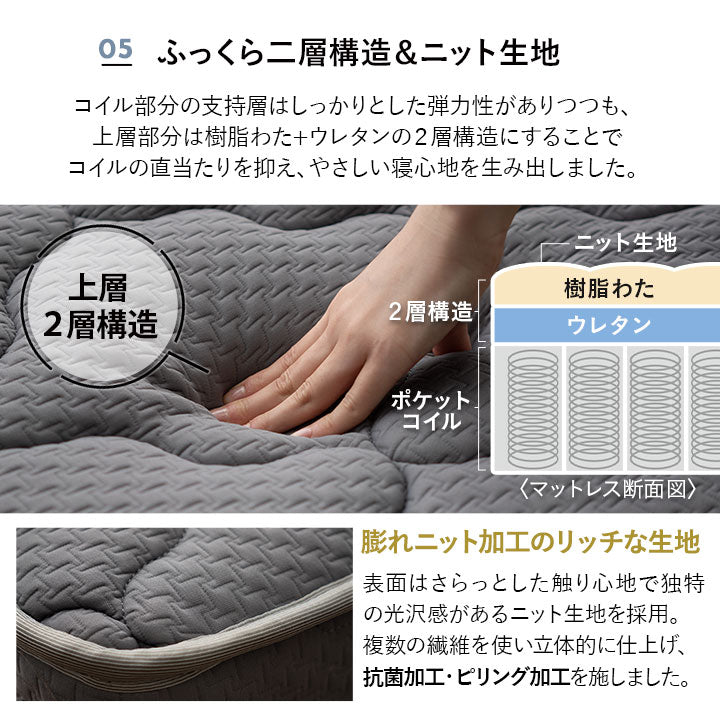 コンセント付きデザイナーズすのこベッド ポケットコイルマットレス 2点セット シングルサイズ ( HEIM BED FRAME / EMOOR GRAND POCKET COIL MATTRESS )