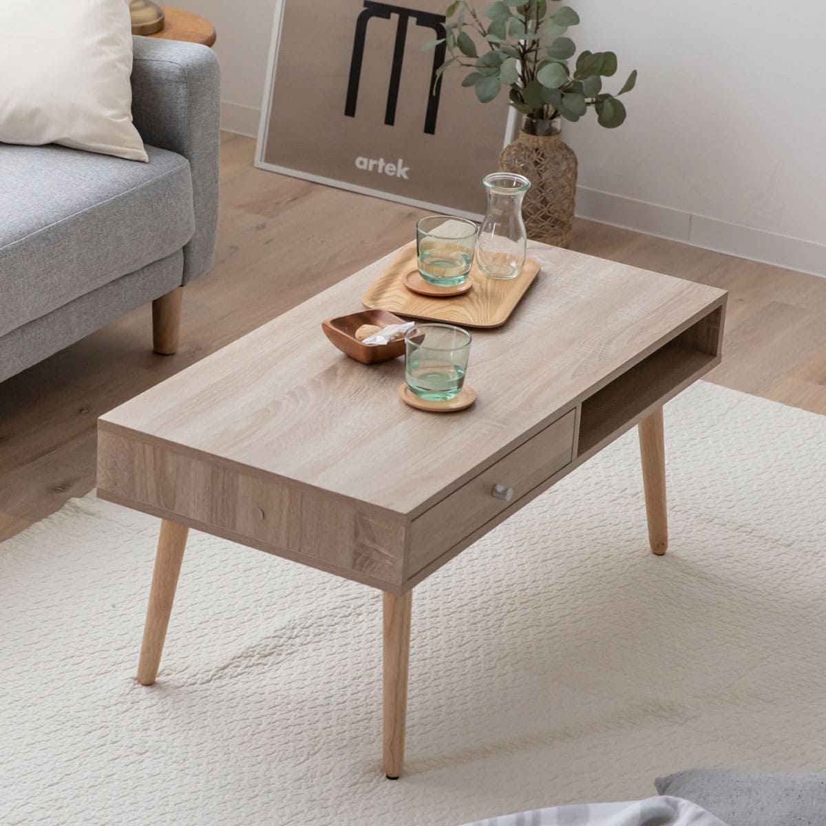 しまうテーブル 幅90cm 幅120cm 長方形 引き出し付き ローテーブル センターテーブル サイドテーブル パソコンデスク ワークデスク 机 作業台 テレビ台 木目調 セラミック調 木製家具 収納家具