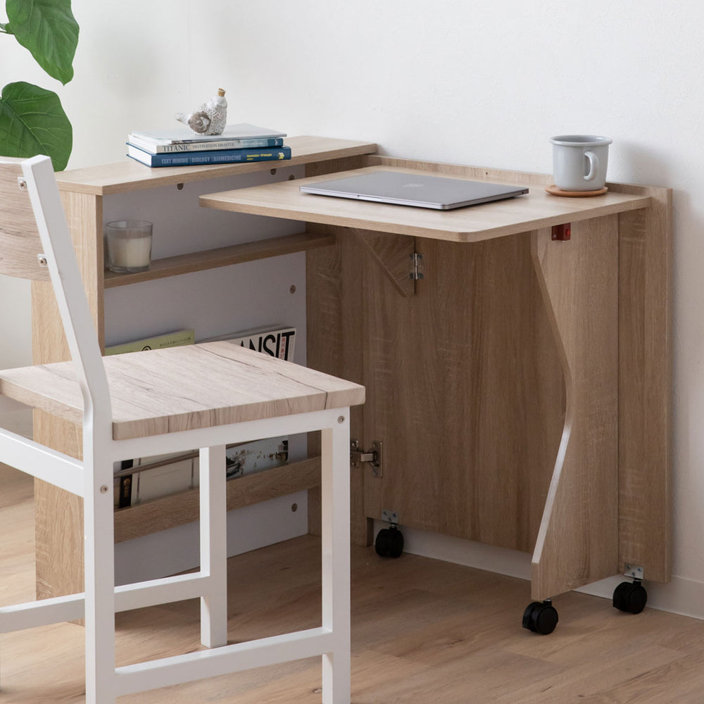 しまうデスク 幅80cm キャスター付き コンパクト 折りたたみデスク 折り畳みデスク PCデスク パソコンデスク キッズデスク 学習デスク 学習机 勉強机 作業台 作業スペース テレビ朝日グッドモーニングで紹介