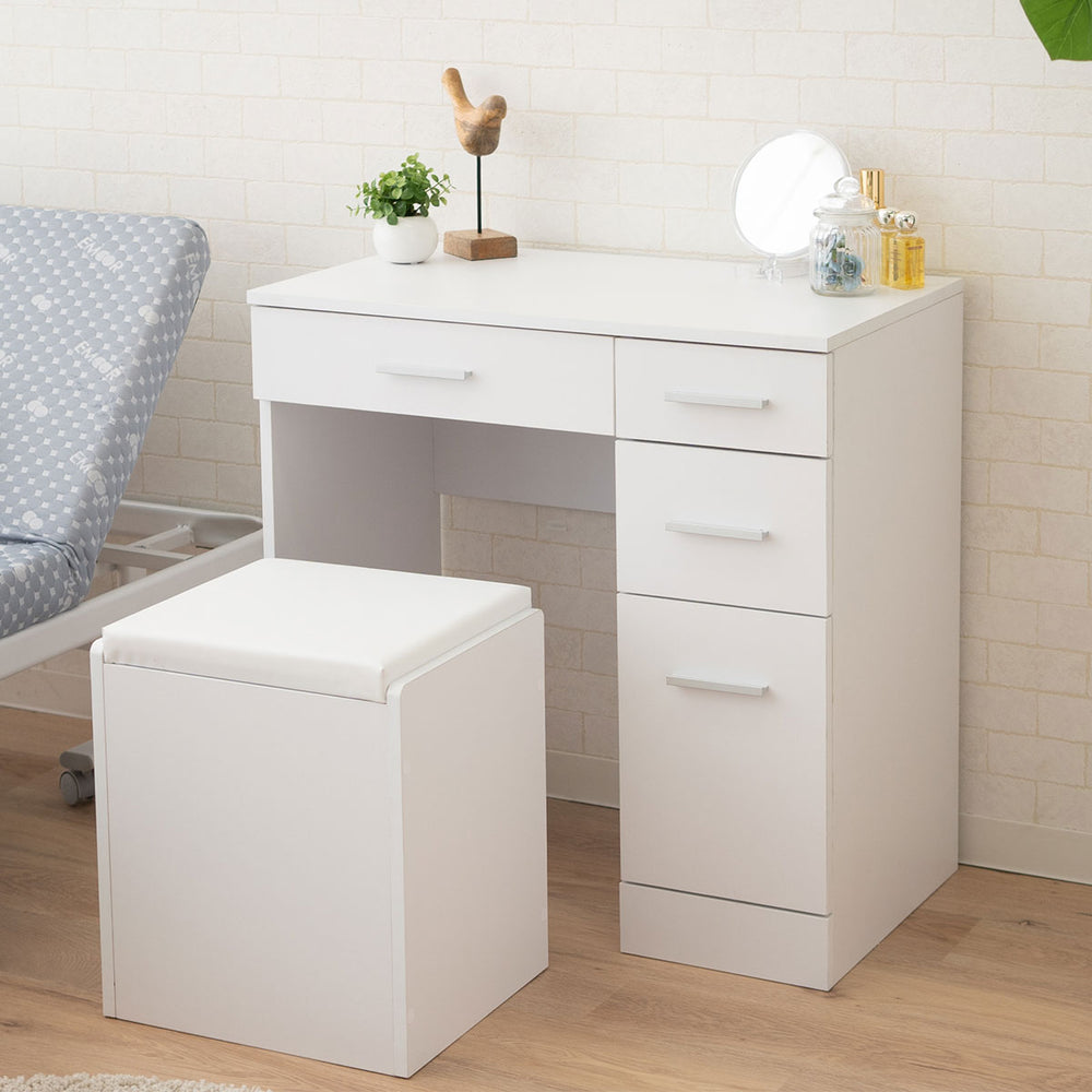 デスク&スツール 2点セット 幅70cm コンパクト 鏡台 ドレッサーテーブル パソコンデスク テーブル デスク 机 スツール 引き出し収納 椅子付き