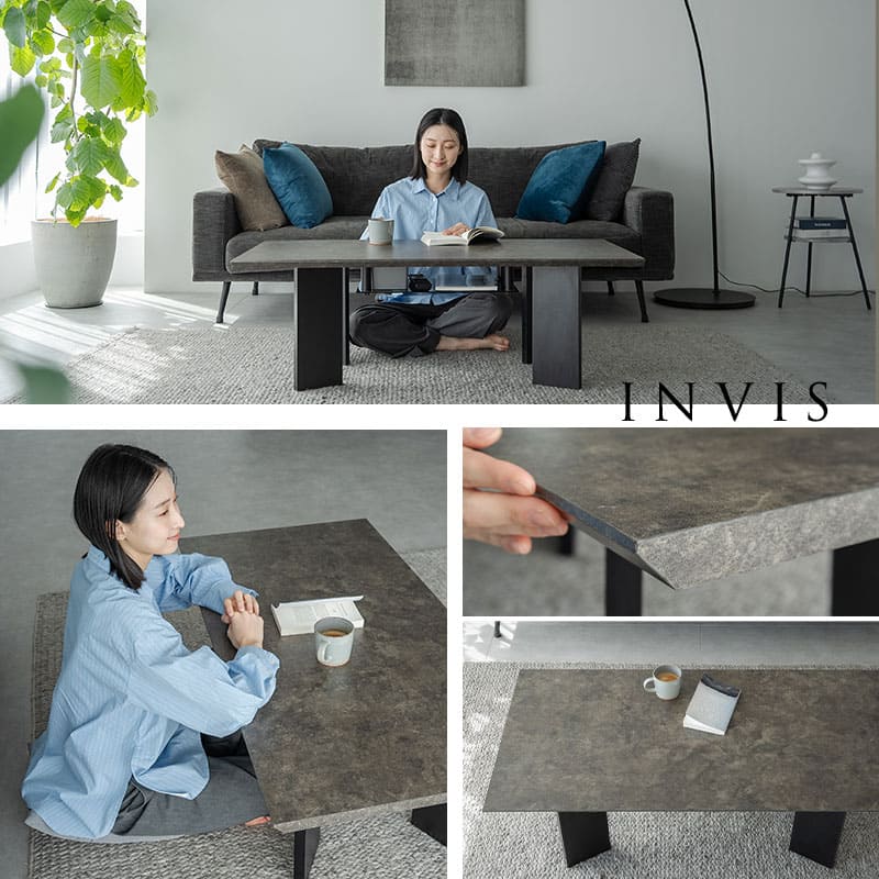 センターテーブル 幅120cm 長方形 収納付き 棚付き ローテーブル ソファテーブル リビングテーブル パソコンデスク ワークデスク 机 作業台 セラミック調 食事 仕事 リビング ダイニング 書斎