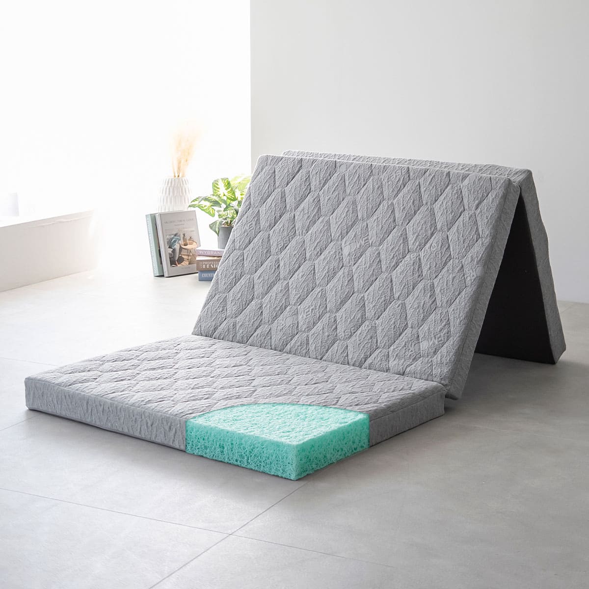 スカイブリージーマットレス 日本製 抗ウイルス 3つ折り 折りたたみ 高反発 3Dファイバー かため 洗える 丸洗い 清潔 通気性抜群 ショールーム体験可