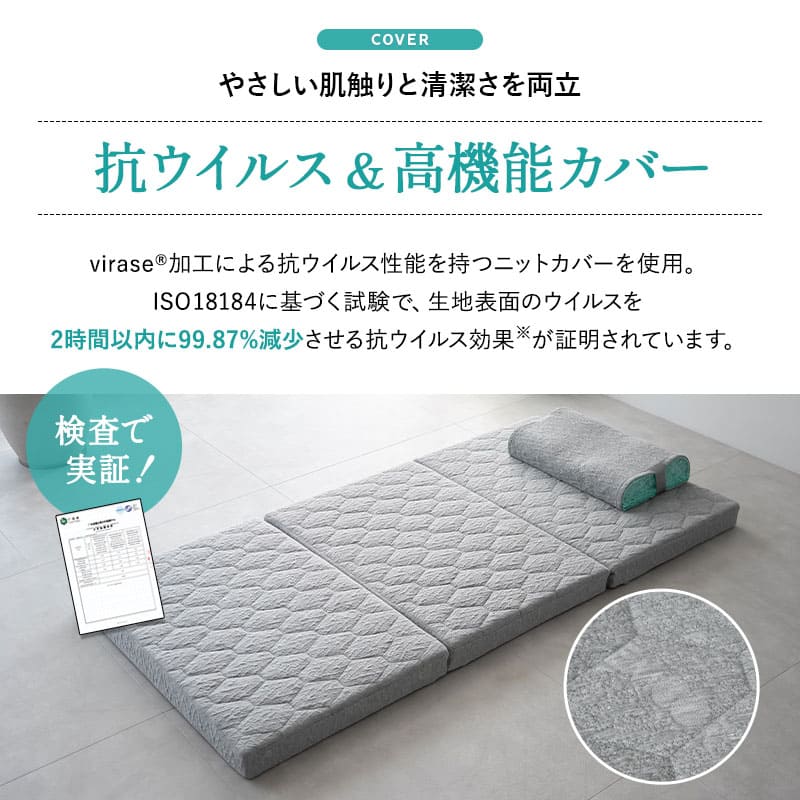 スカイブリージーマットレス 日本製 抗ウイルス 3つ折り 折りたたみ 高反発 3Dファイバー かため 洗える 丸洗い 清潔 通気性抜群 ショールーム体験可