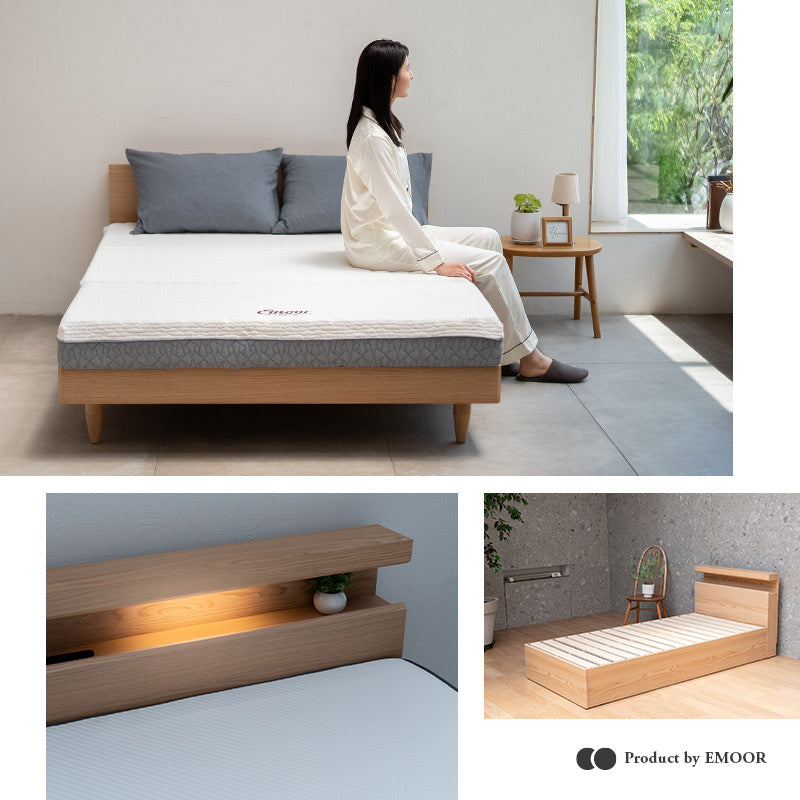 スタンダードベッド ORVA キャビネット クローズフレーム LED照明付き 大容量収納付き コンセント付き ベッドフレーム すのこ スノコ 調湿 高通気 湿気対策 カビ対策 シングル ダブル クイーン