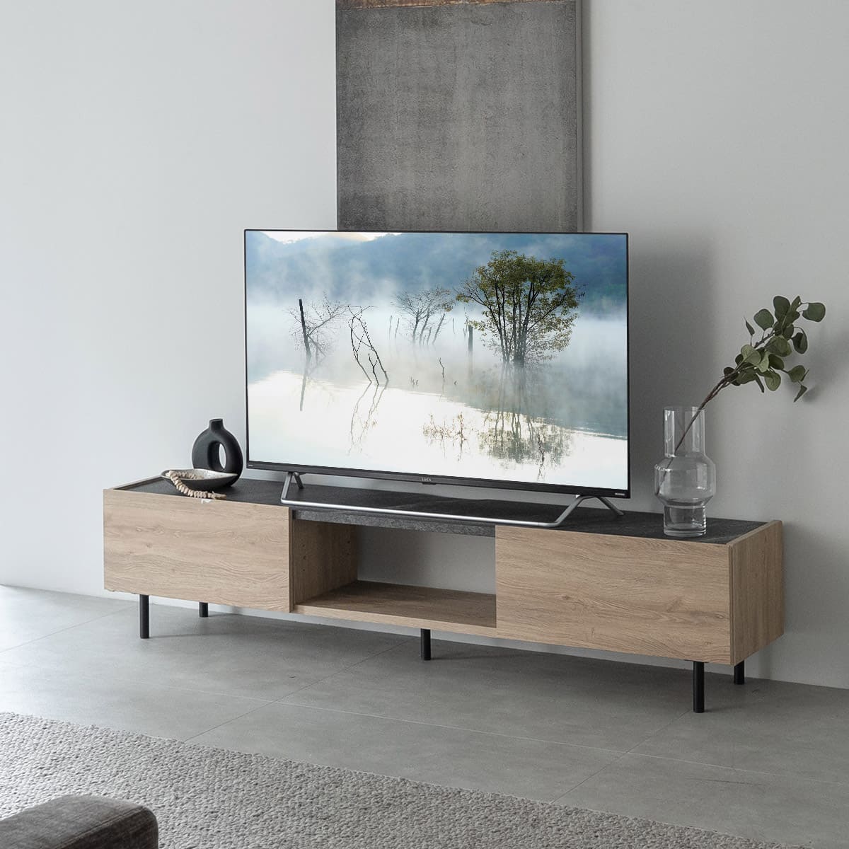 テレビボード テレビ台 幅180cm 32型~75型対応 完成品 日本製 ローボード テレビラック AVラック 収納棚 ロータイプ フラップ扉 引き出し収納 大型テレビ対応 stonoak ストノーク