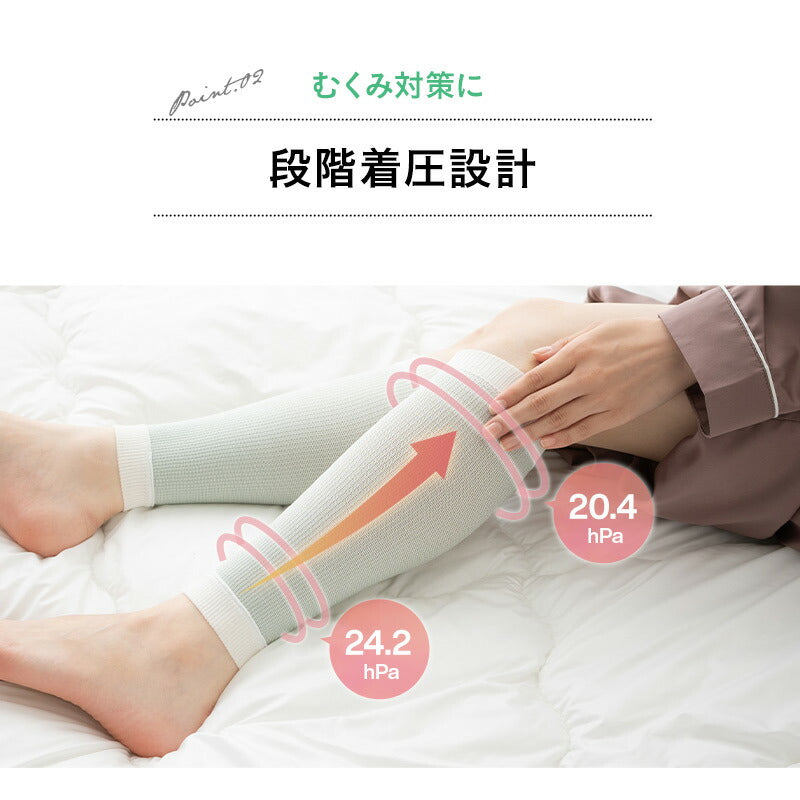 おやすみ ふくらはぎサポーター 2枚組 日本製 肌側シルク100% 着圧 加圧 保温 保湿 むくみ リンパ 寝ながら 美脚ケア フットケア ナイトケア