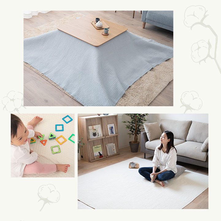 キルティングマット 200×200cm ラグ マルチカバー 低ホルムアルデヒド 綿100% 洗える オールシーズン