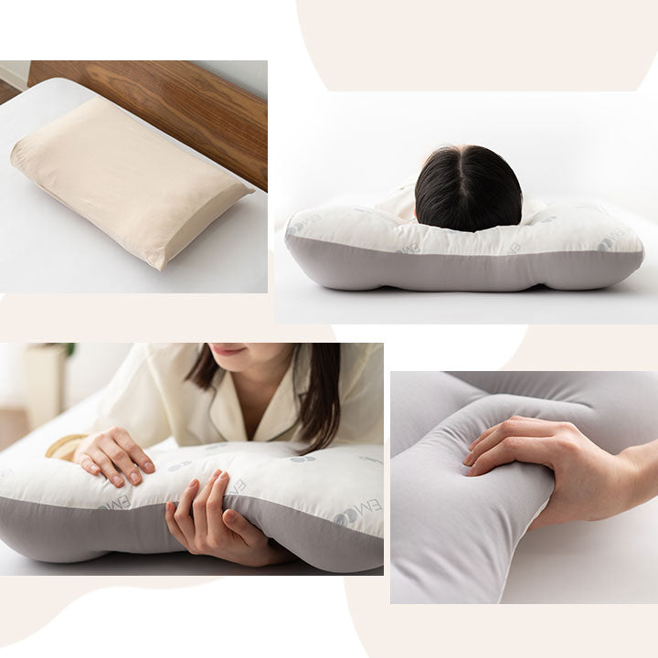 幸せのまくら 単品 ビーズ枕 わた枕 枕カバー付き 綿100% 洗える 抗菌 防臭 吸湿 速乾