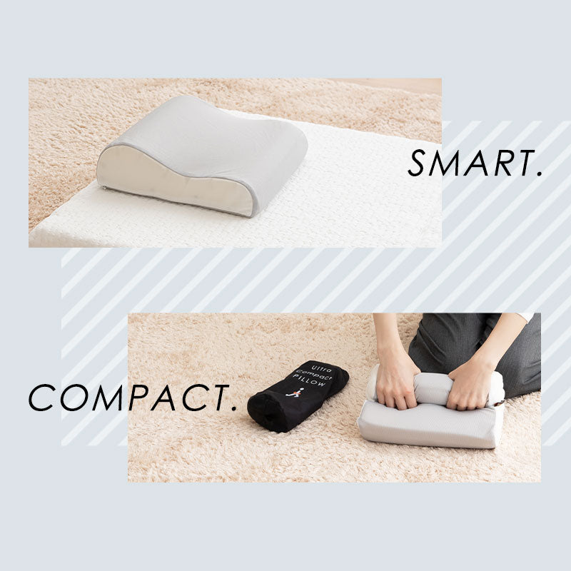 ウルトラコンパクト ピロー 枕 まくら 携帯用 折りたたみ 持ち運び 低反発 収納ケース付き