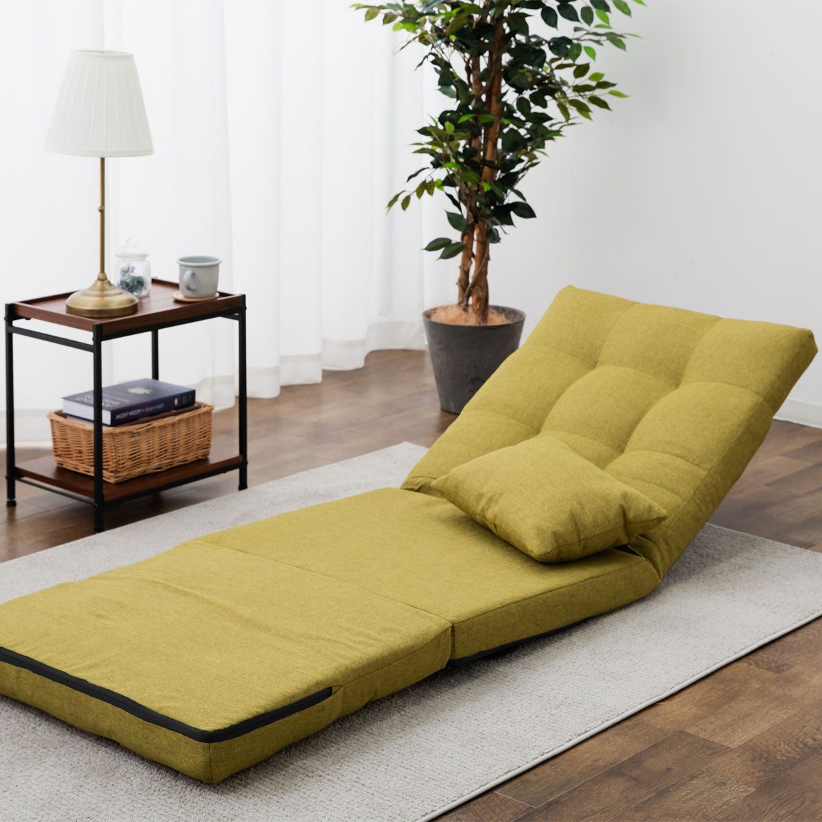 座椅子 リクライニングソファ 3WAY 折りたたみ クッション付き リクライニングチェア ローソファ カウチ ソファベッド 一人用 一人掛け ソファ チェア