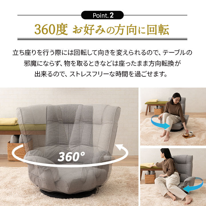 ポケットコイル 回転座椅子 座椅子 レバー式 リクライニング へたりにくい 回転式 肘付き ハイバック 一人用 一人掛け リクライニングチェア 回転チェア