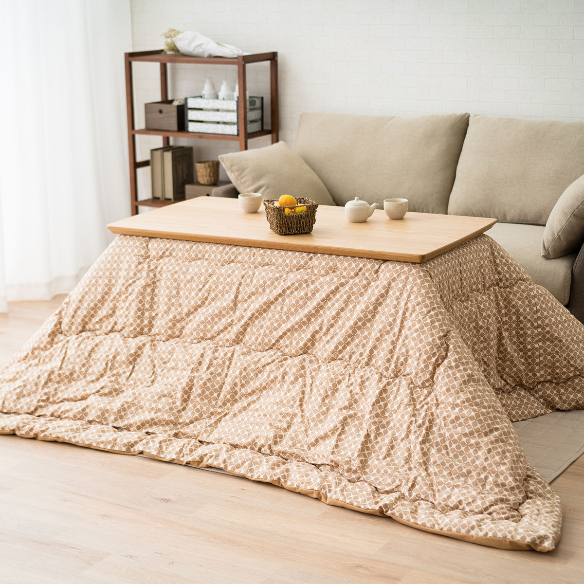 こたつ2点セット (こたつテーブル+こたつ掛け布団) ソファで使える 日本製 高さ調節可能 幅120cm