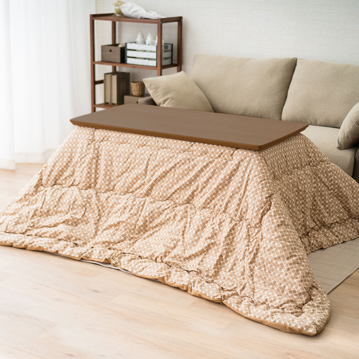 こたつ2点セット (こたつテーブル+こたつ掛け布団) ソファで使える 日本製 高さ調節可能 幅120cm