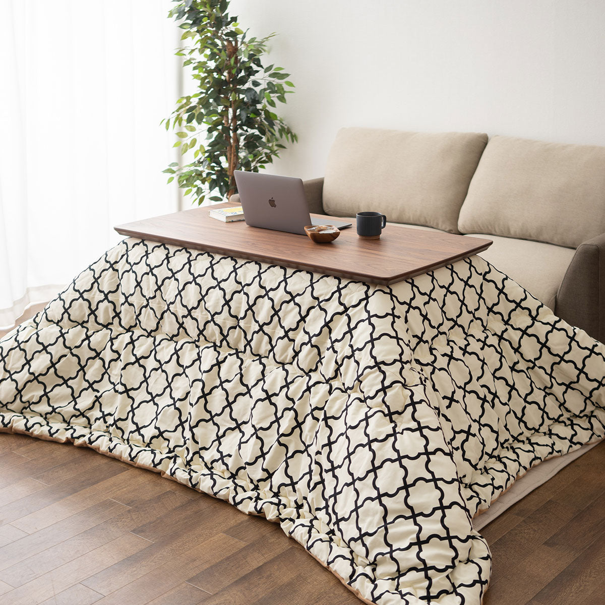 こたつ2点セット (こたつテーブル+こたつ掛け布団) ソファで使える 日本製 高さ調節可能 幅120cm