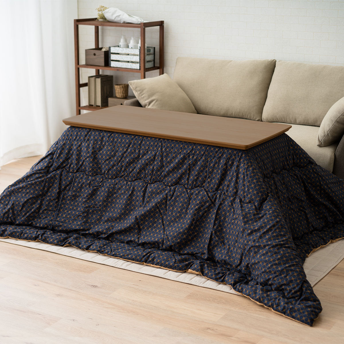 こたつ2点セット (こたつテーブル+こたつ掛け布団) ソファで使える 日本製 高さ調節可能 幅120cm