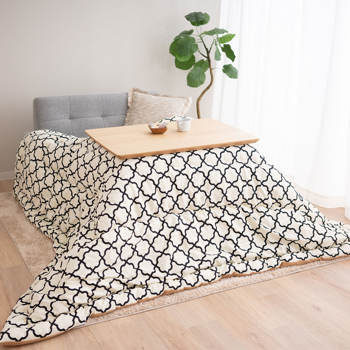 こたつ2点セット (こたつテーブル+こたつ掛け布団) ソファで使える 日本製 高さ調節可能 幅90cm