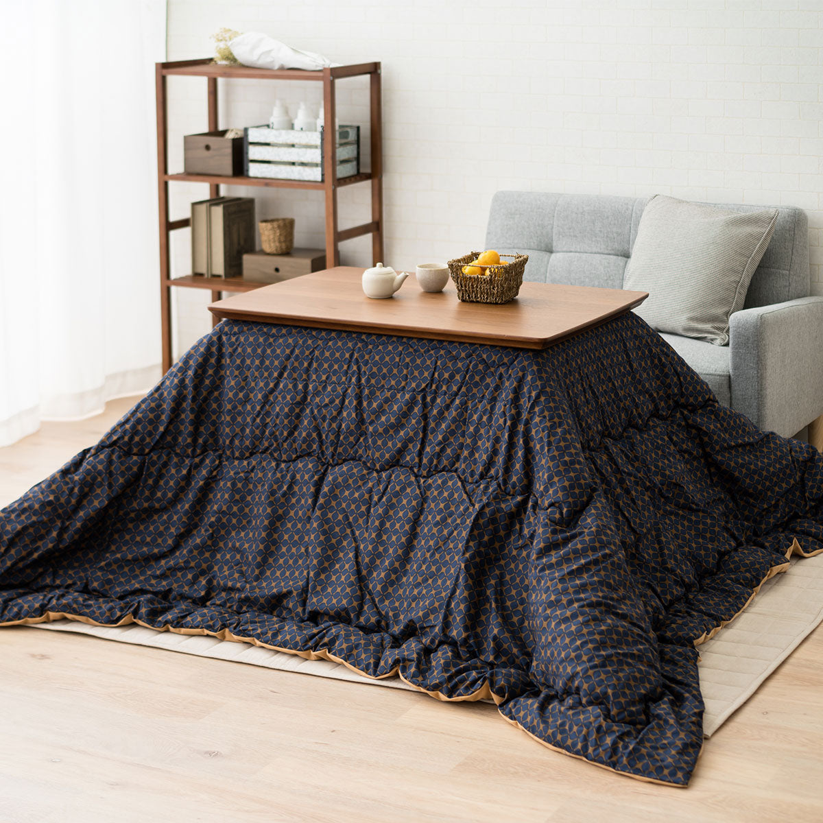 こたつ2点セット (こたつテーブル+こたつ掛け布団) ソファで使える 日本製 高さ調節可能 幅90cm