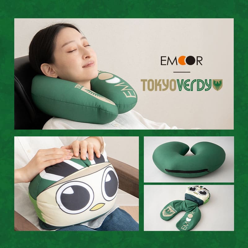 TOKYO VERDY × EMOOR 公式コラボ リヴェルン 変身 ビーズネックピロー ビーズクッション クッション 背もたれ ネックピロー 2WAY マスコットキャラクター 東京ヴェルディ