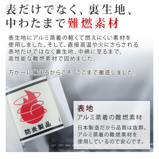 防災頭巾 アルミ防災頭巾 アルミ蒸着 難燃素材を使用 日本製 28×42cm 【(公財)日本防炎協会認定品】 ぼうさいずきん