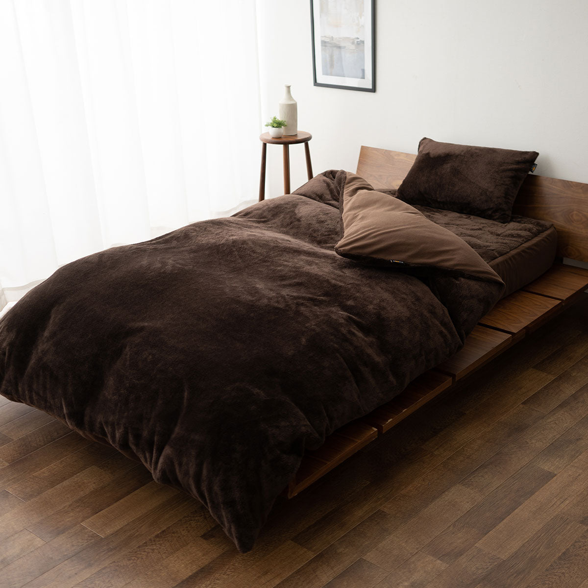 ベッド用カバー 4点セット 極暖 +4℃ 吸湿発熱 あったか 秋 冬 防寒対策 寒さ対策 冷え対策 (掛け布団カバー/ボックスシーツ/枕カバー2枚組)