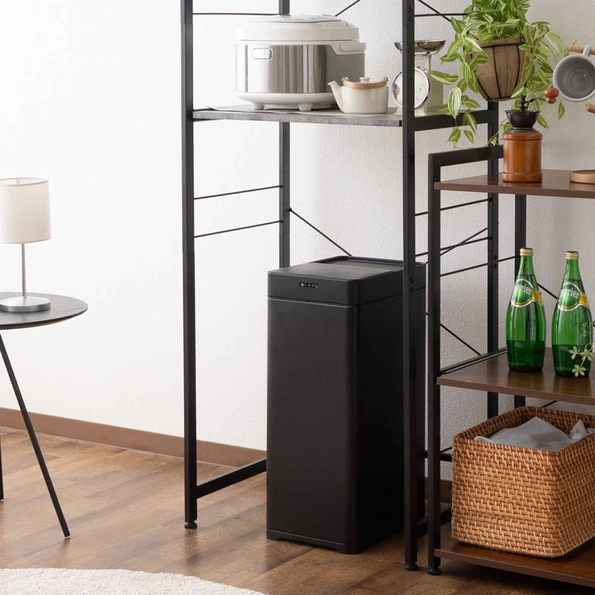 オゾン消臭機能付 電動 ダストボックス 42L ゴミ箱 自動開閉 45Lゴミ袋対応 スライド式 人感センサー付き 電池 角型 スリム 省スペース