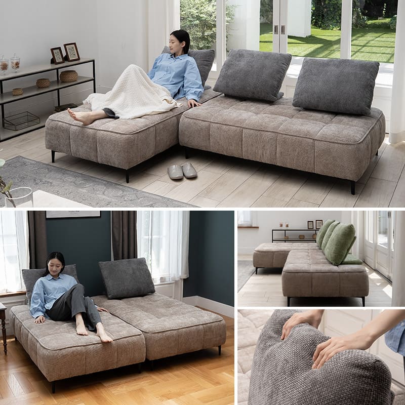 寝るソファ ローソファ フロアソファ リビングソファ ダイニングソファ ソファ ベッド ゆったりサイズ バックレスト付き 角度調節可能 3人掛け 3.5人掛け 4人掛け