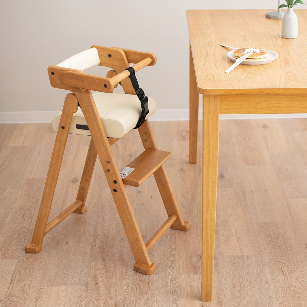 成長にあわせて使える 折りたたみ キッズハイチェア 木製 ベルト付き 転落防止 ハイチェア キッズチェア ベビーチェア ダイニングチェア 子供用イス ハイタイプ