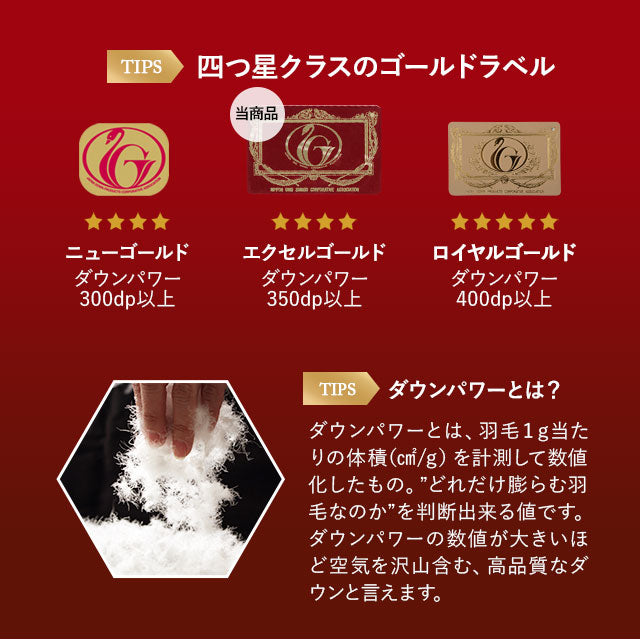 羽毛布団 スーパーロングセミダブル 日本製 エクセルゴールドラベル フランス産ホワイトダックダウン90% 非圧縮 新合繊生地使用 軽量 収納ケース付き ループ付き