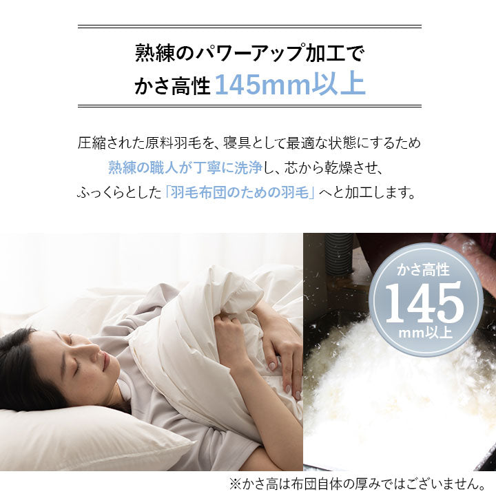 羽毛肌掛け布団 セミダブル 日本製 エクセルゴールドラベル ダウンケット 羽毛布団 フランス産ホワイトダックダウン90% 非圧縮 新合繊生地使用 軽量 収納ケース付き ループ付き