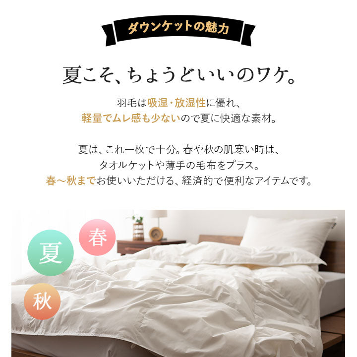 羽毛肌掛け布団 クイーン 日本製 ロイヤルゴールドラベル ダウンケット ポーランド産ホワイトダックダウン93% 非圧縮 ループ付き 収納ケース付き