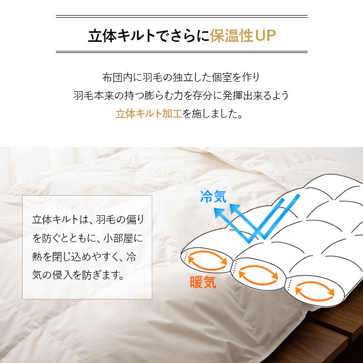羽毛肌掛け布団 ダブル 日本製 ロイヤルゴールドラベル ダウンケット ポーランド産ホワイトダックダウン93% 非圧縮 ループ付き 収納ケース付き