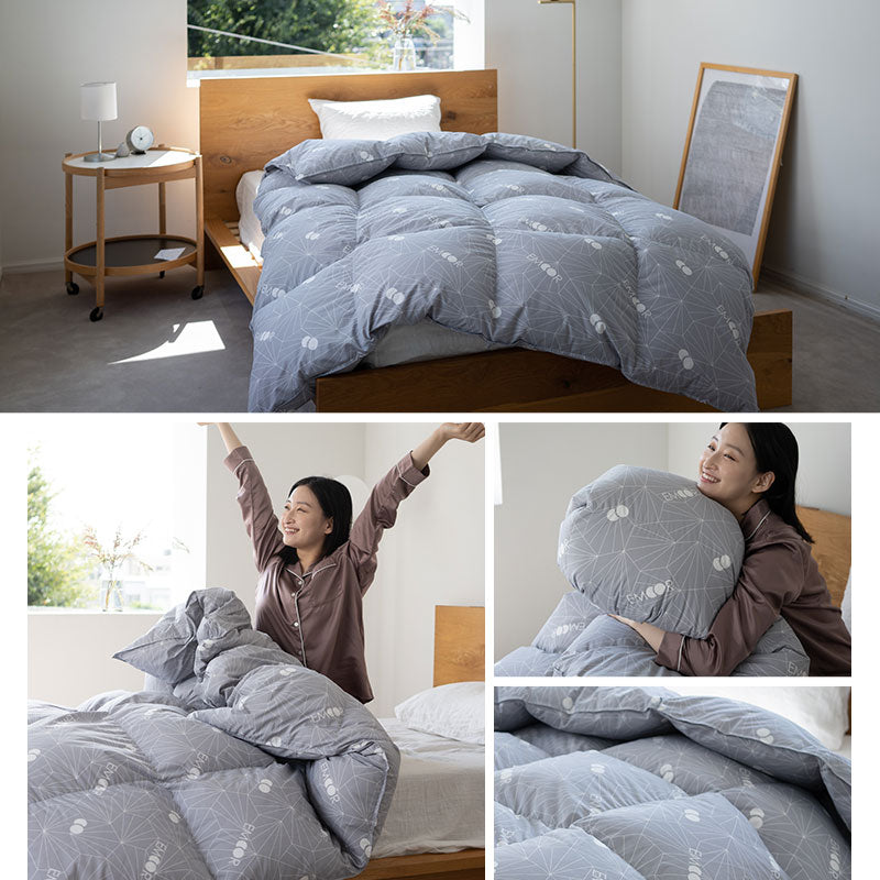 羽毛布団 クイーン 日本製 プレミアムゴールドラベル ポーランド産ホワイトグースダウン95% 非圧縮 抗菌 防臭 収納ケース付き ループ付き