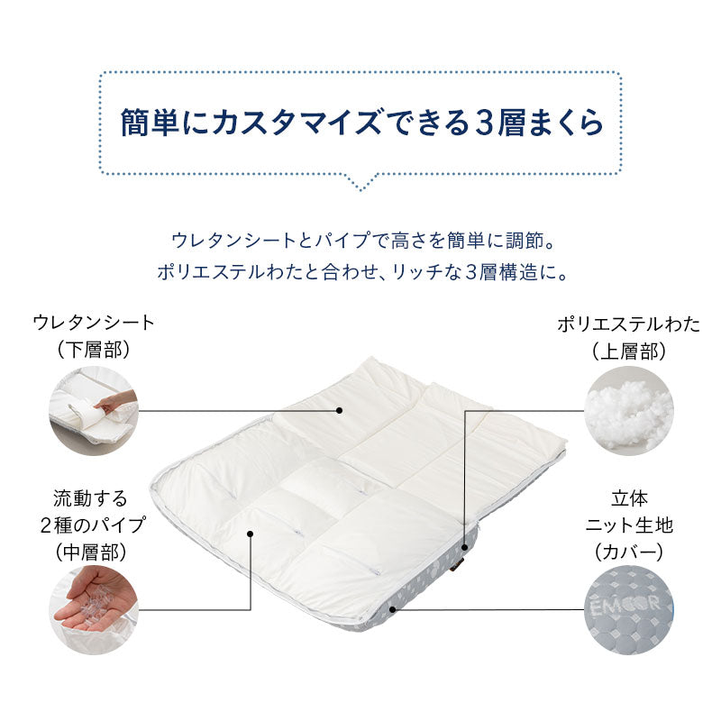 セルフオーダーピロー 枕 まくらオーダーメイド カスタマイズ 高さ調節 手洗いOK 体圧分散 肩こり 腰痛 頭痛 不眠 ショールーム体験可