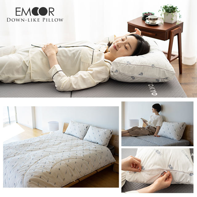 EMTOKYO ダウンライク枕 40×60cm ホワイト まくら 枕 ダウンライクピロー ホテル仕様 マクラ ピロー 高さ調整 ウォッシャブル 洗える枕 抗菌 ショールーム体験可