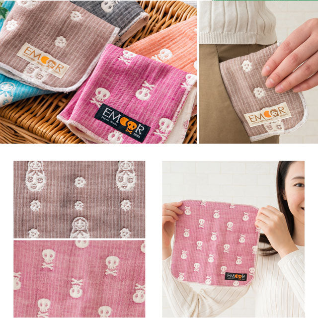 ハンカチ 23×23cm 日本製 6重ガーゼ マトリョーシカ柄 綿100% 丸洗い 洗濯可