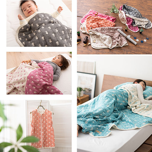 ガーゼケット ベビー サイズ 90×120cm ハーフ マトリョーシカ柄 スカル柄 日本製 綿100% 6重織 ガーゼ 丸洗い