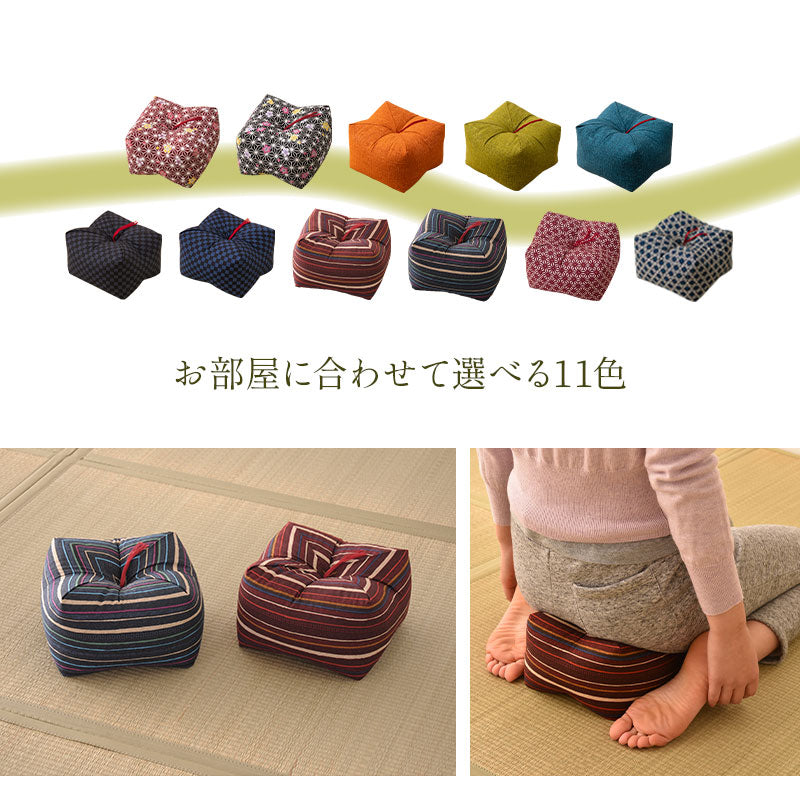 正座クッション 正座椅子 日本製 そばがら 綿100% しびれ対策 そば殻枕 ごろ寝枕 葬式 通夜 法事 稽古 あぐら